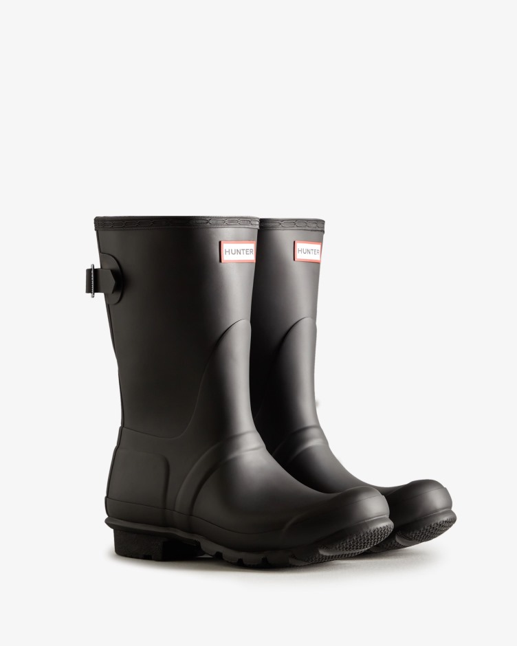 Botas De Chuva Ajustáveis ​​de Costas Curtas Femininas Hunter Pretas