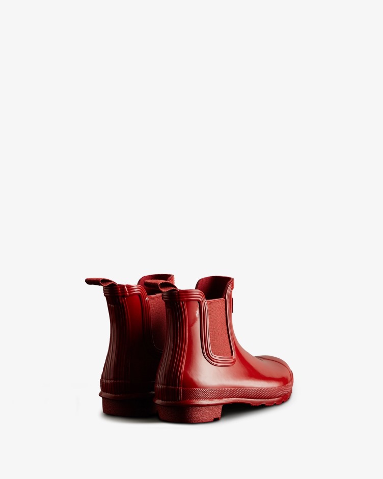 Botas Chelsea Brilho Original Feminina Hunter Vermelho Militar