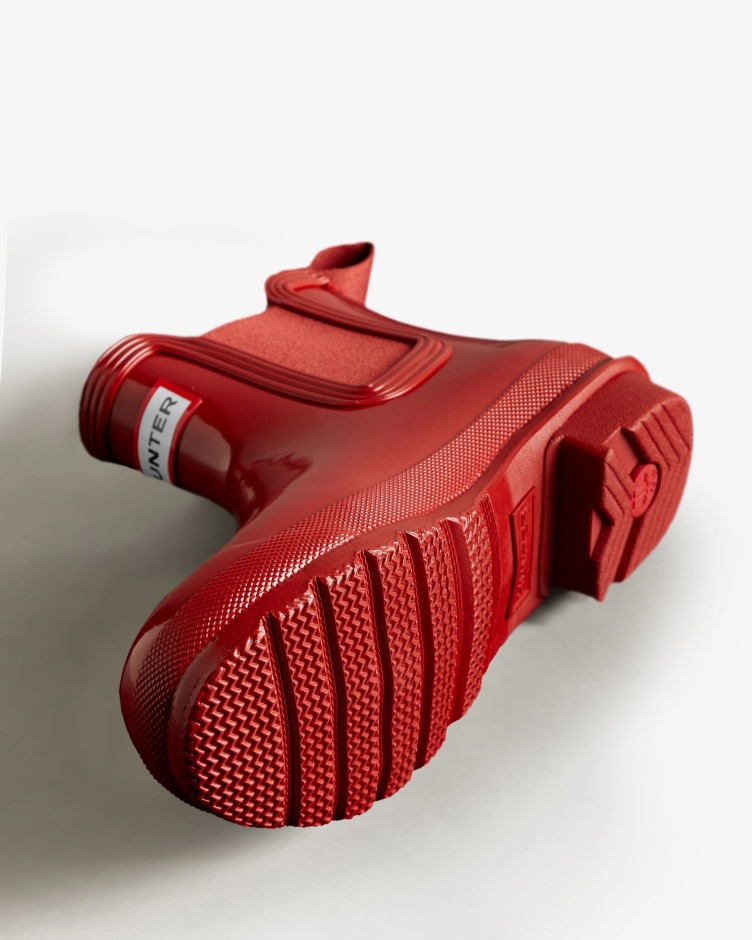 Botas Chelsea Brilho Original Feminina Hunter Vermelho Militar