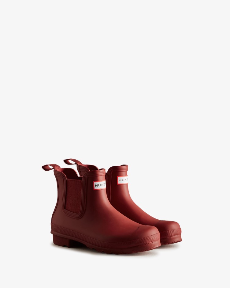 Botas Chelsea Originais Femininas Hunter Vermelho Militar