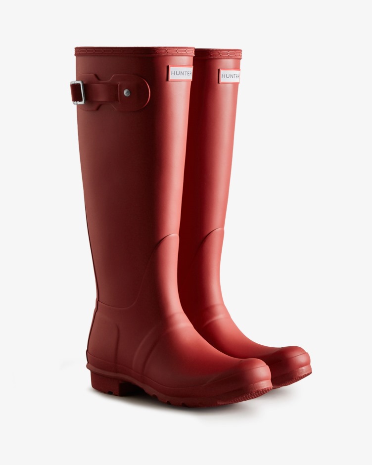 Botas De Chuva Altas Originais Femininas Hunter Vermelho Militar