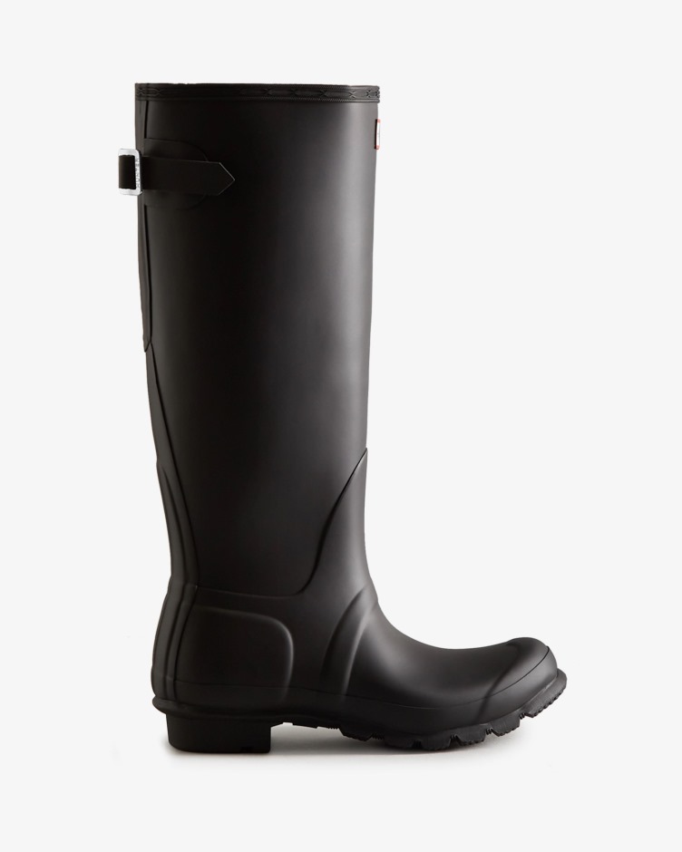 Botas De Chuva Ajustáveis ​​de Costas Altas Femininas Hunter Pretas