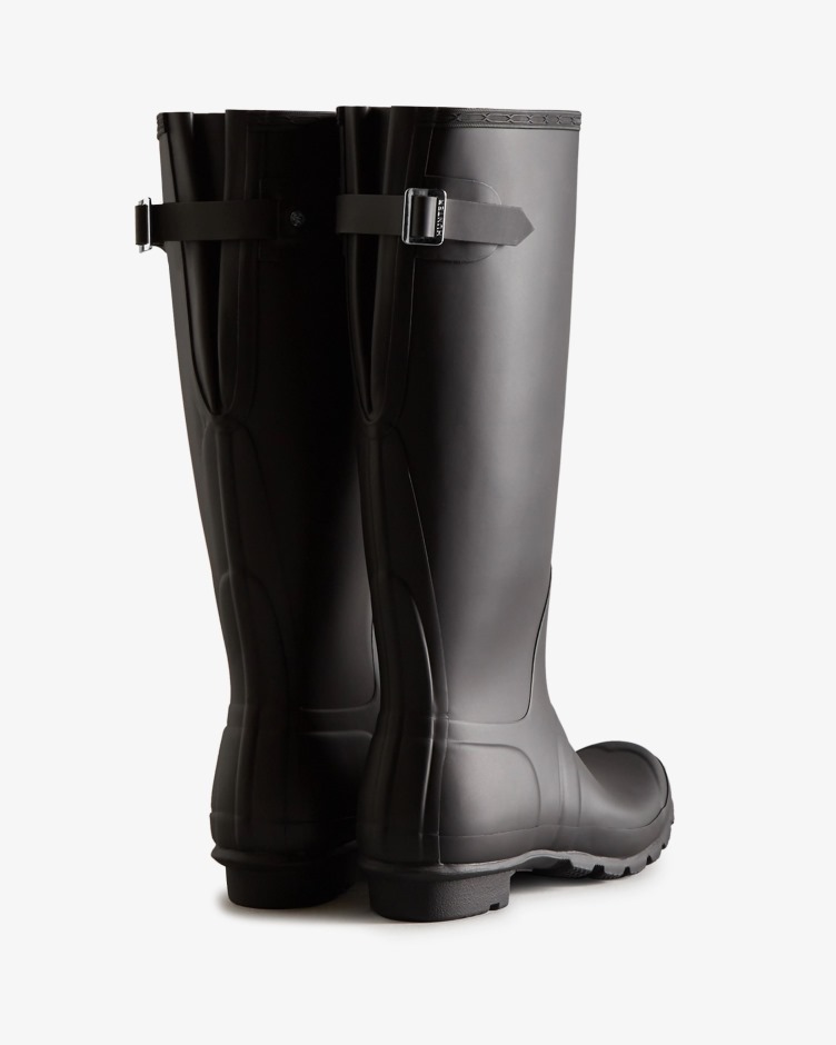 Botas De Chuva Ajustáveis ​​de Costas Altas Femininas Hunter Pretas