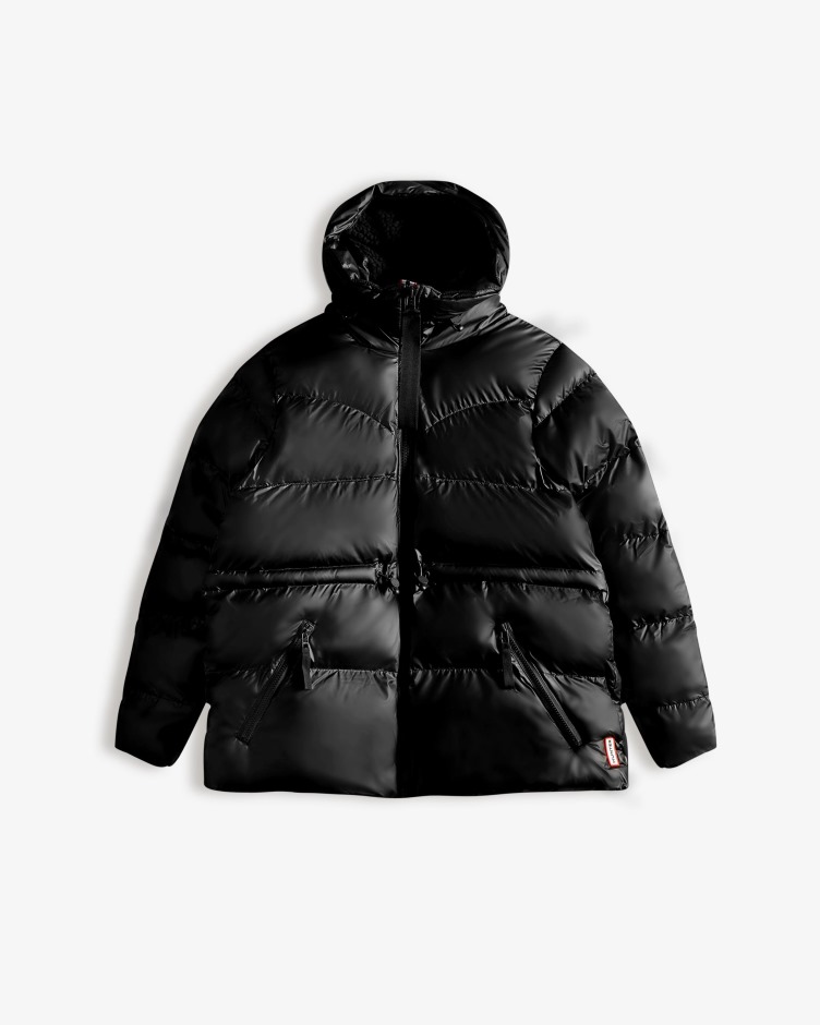 Jaqueta Puffer Feminina Emborrachada Com Isolamento Em Linha Preta Para Caçador