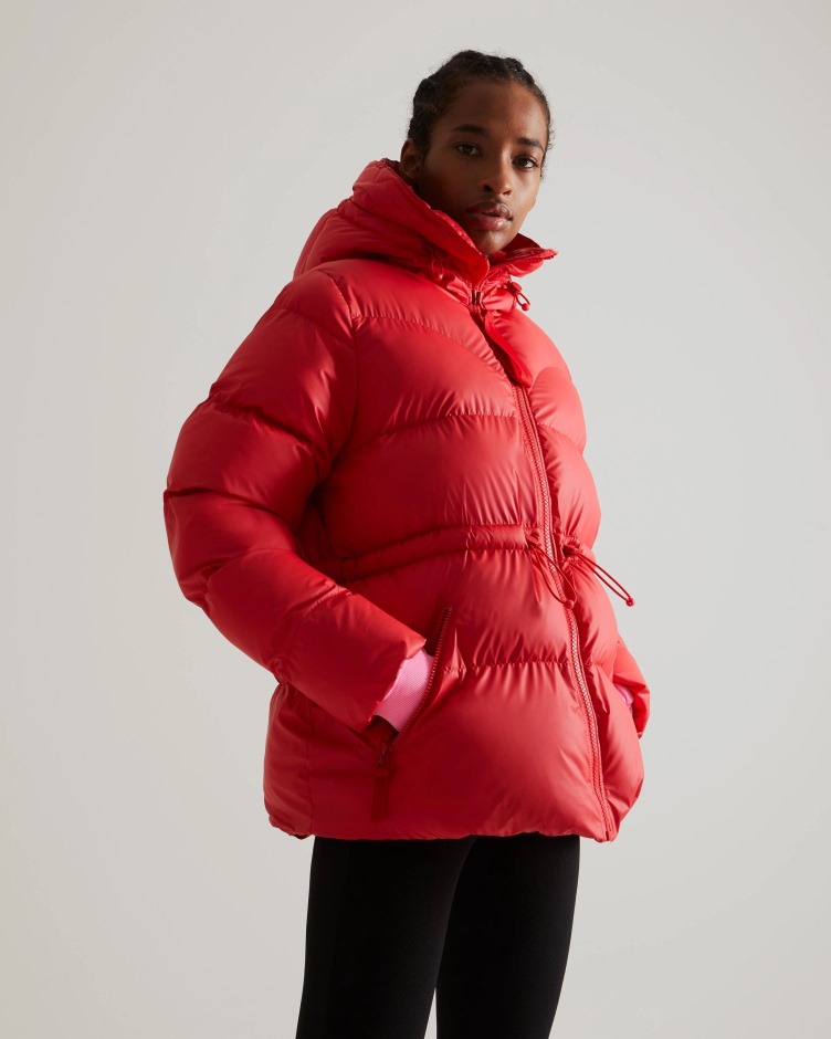 Jaqueta Puffer Feminina Emborrachada Com Isolamento Emborrachado Vermelho Chill