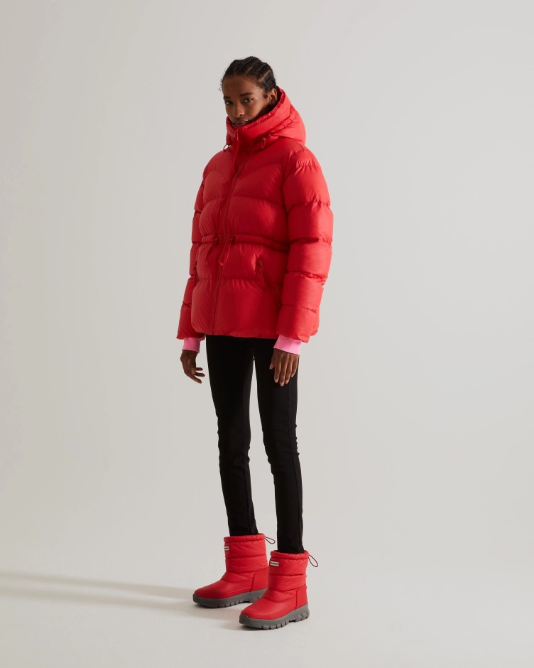 Jaqueta Puffer Feminina Emborrachada Com Isolamento Emborrachado Vermelho Chill