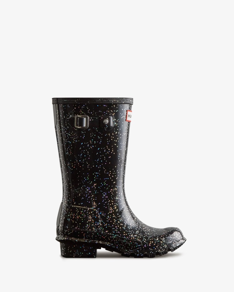 Hunter Big Kids (5-11 Anos) Botas De Chuva Gigante Glitter Pretas