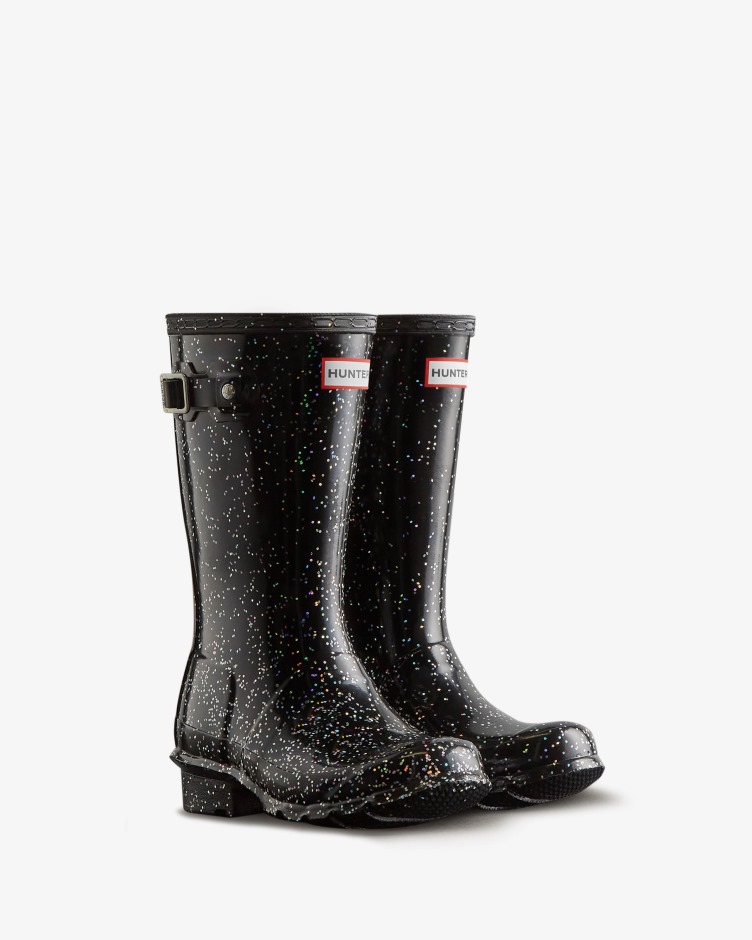 Hunter Big Kids (5-11 Anos) Botas De Chuva Gigante Glitter Pretas