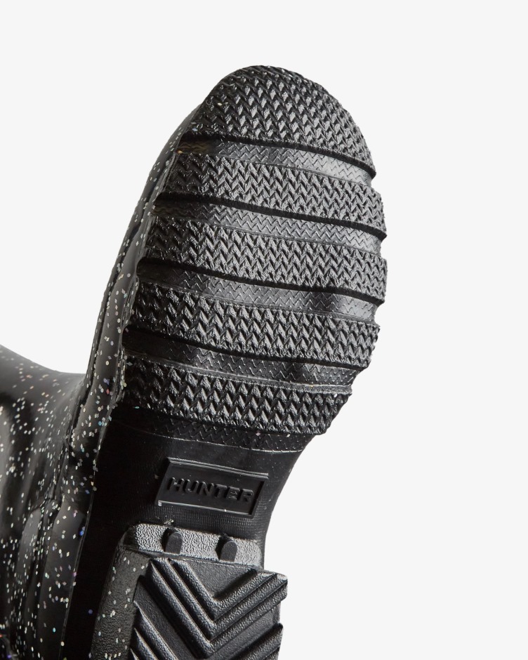 Hunter Big Kids (5-11 Anos) Botas De Chuva Gigante Glitter Pretas