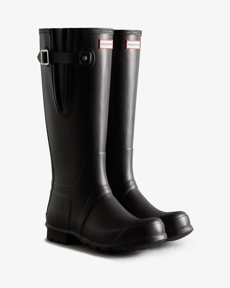 Botas De Chuva Ajustáveis ​​laterais Altas Masculinas Hunter Pretas