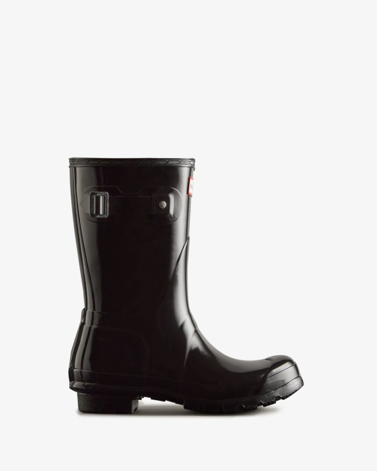 Botas De Chuva De Brilho Curto Originais De Mulher Hunter Preta