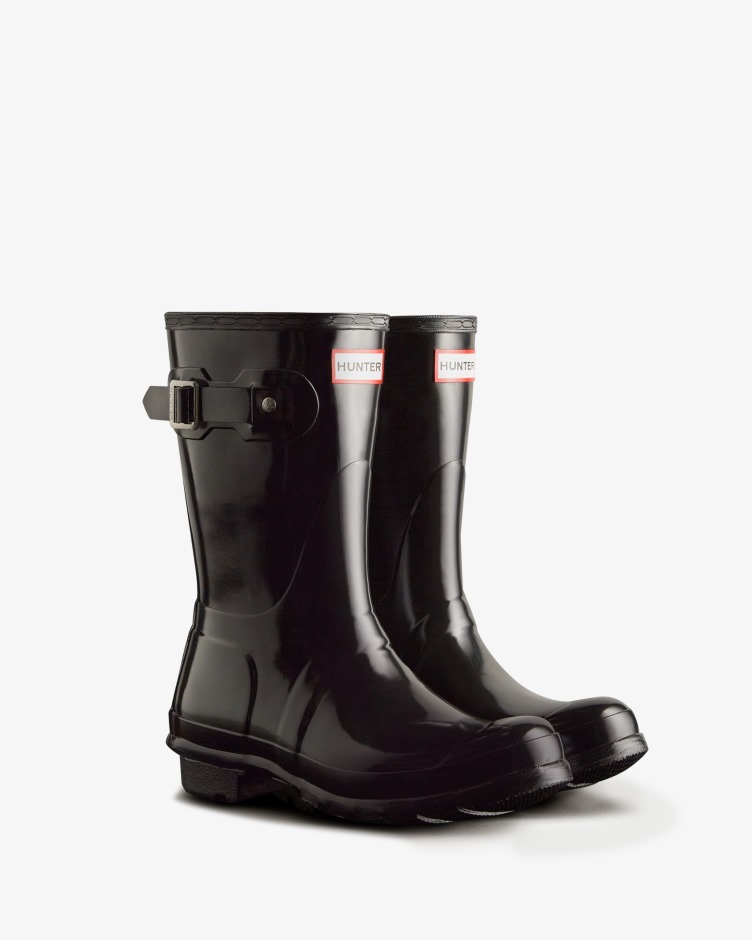 Botas De Chuva De Brilho Curto Originais De Mulher Hunter Preta