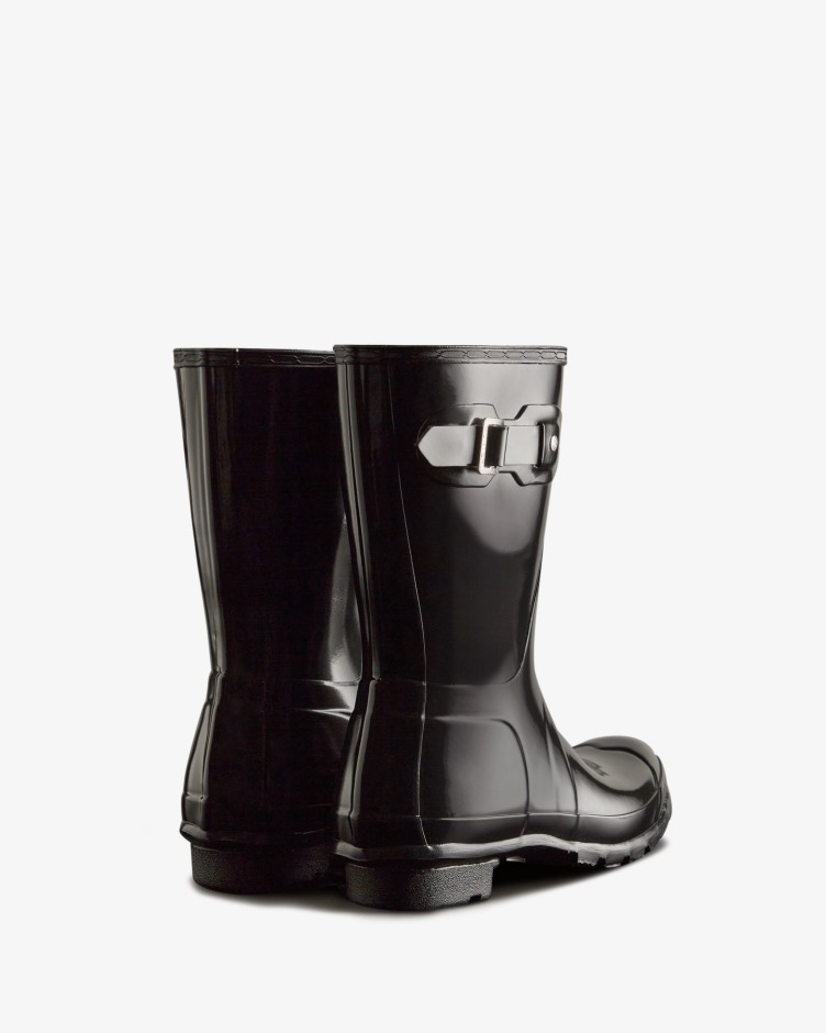 Botas De Chuva De Brilho Curto Originais De Mulher Hunter Preta