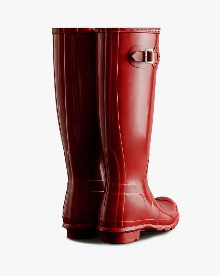 Botas De Chuva De Alto Brilho Originais Femininas Hunter Vermelho Militar