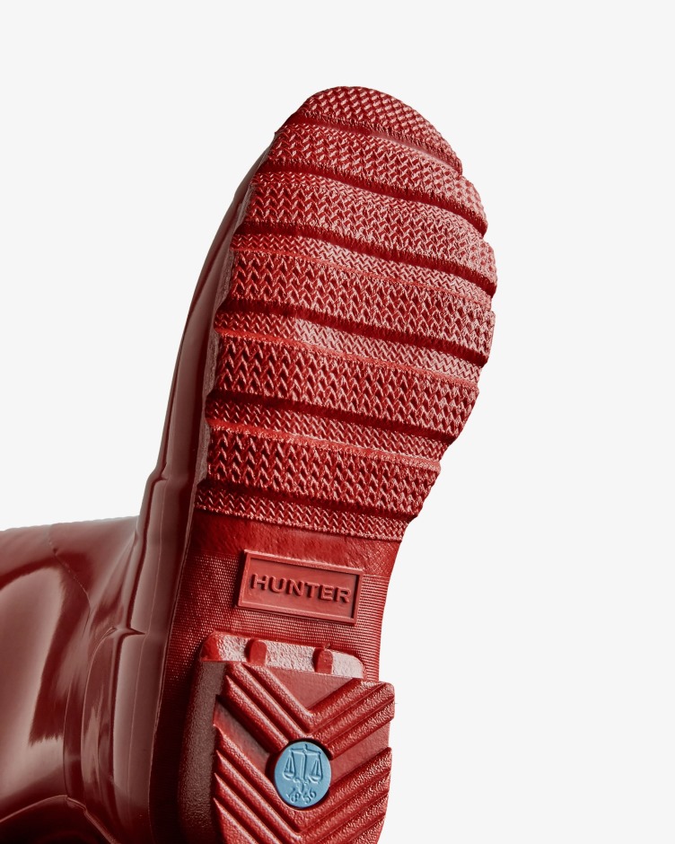 Botas De Chuva De Alto Brilho Originais Femininas Hunter Vermelho Militar