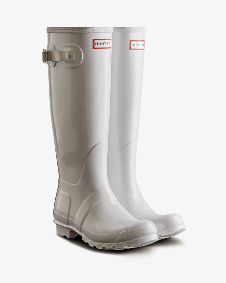 Botas De Chuva De Alto Brilho Originais Para Mulheres Caçadoras Brancas