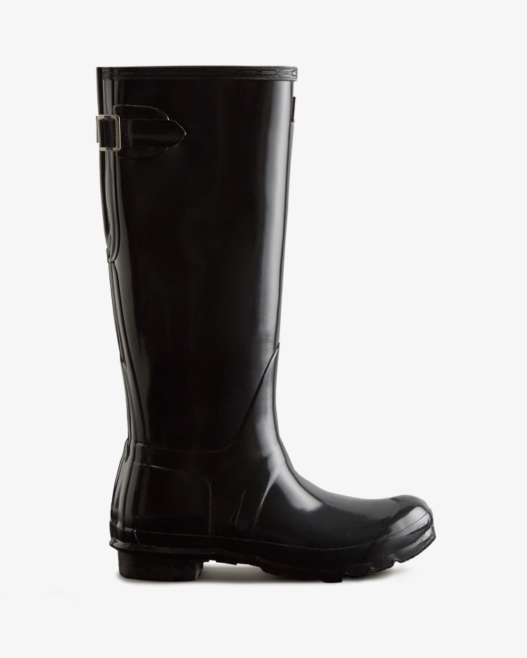 Hunter Botas De Chuva De Alto Brilho Ajustáveis ​​​​para Mulheres Caçadores Pretas