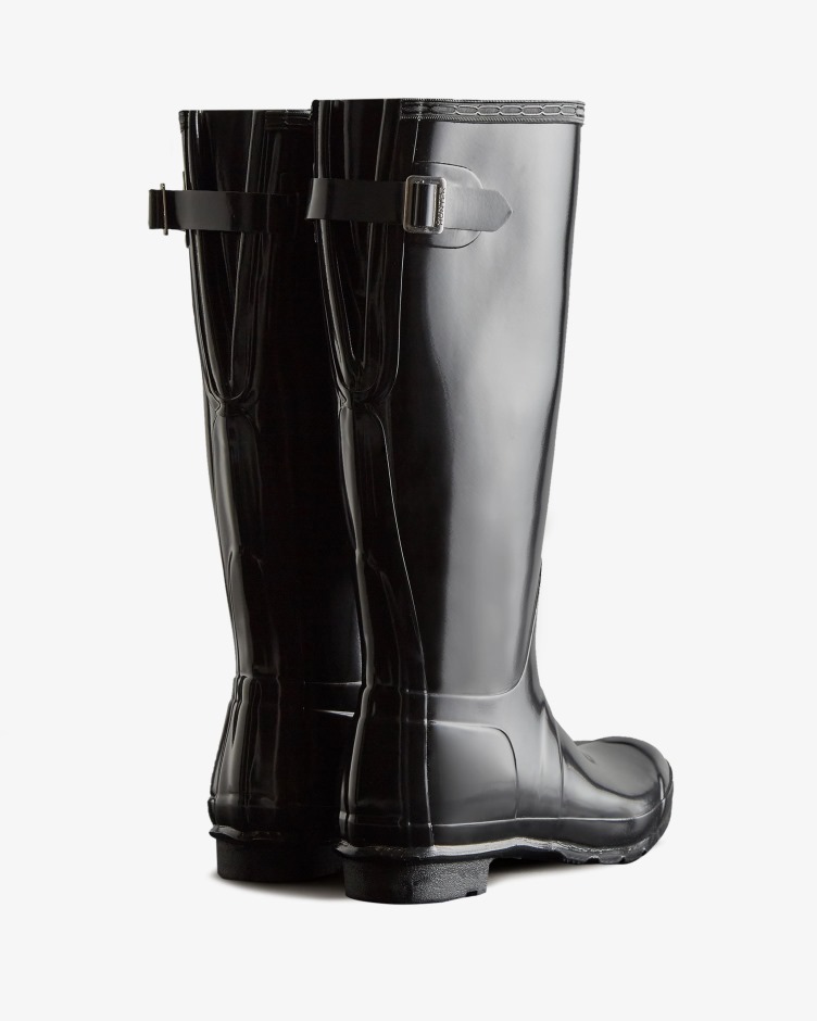 Hunter Botas De Chuva De Alto Brilho Ajustáveis ​​​​para Mulheres Caçadores Pretas