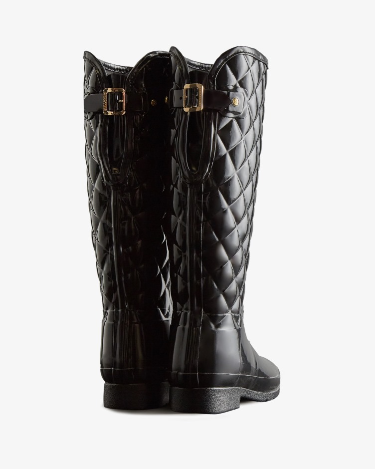 Botas De Chuva Altas Acolchoadas Ajustáveis ​​​​refinadas Para Mulheres Caçadores Pretas