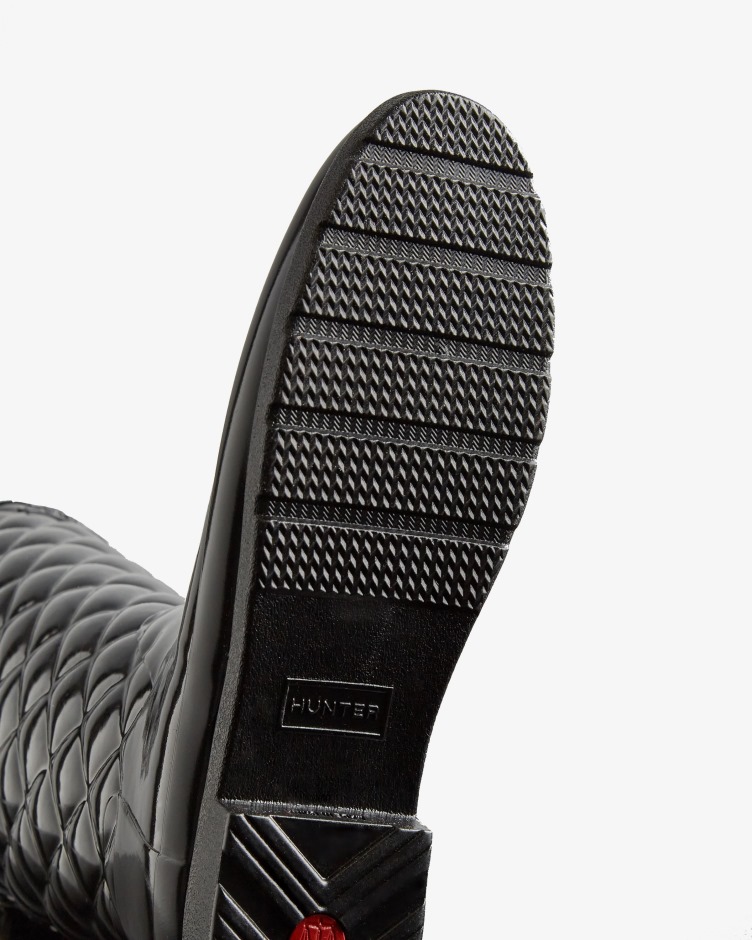 Botas De Chuva Altas Acolchoadas Ajustáveis ​​​​refinadas Para Mulheres Caçadores Pretas