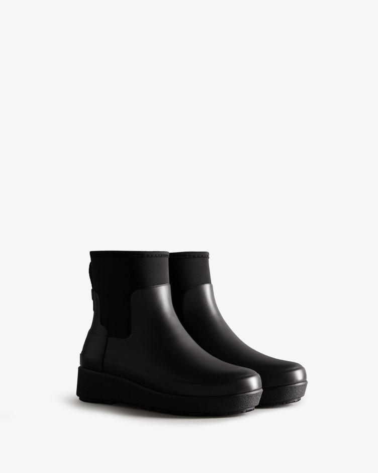 Botas Chelsea Pretas De Neoprene De Neoprene De Ajuste Fino Refinado Para Mulheres Caçadores