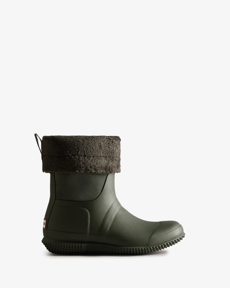 Botas De Shearling Veganas Com Isolamento Para Mulheres Caçadores Azeitona Escura