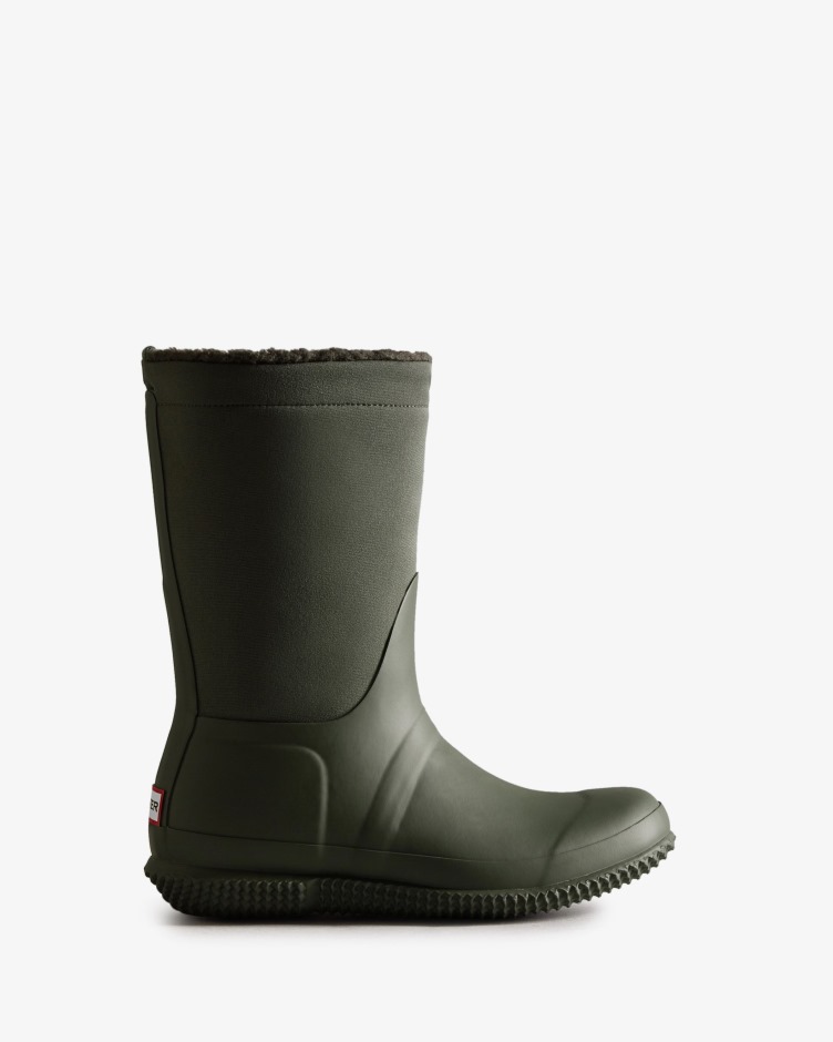 Botas De Shearling Veganas Com Isolamento Para Mulheres Caçadores Azeitona Escura