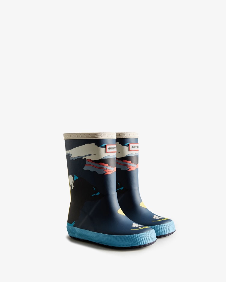 Hunter Kids First (18 Meses-8 Anos) Botas De Chuva Com Estampa De Iceberg Iceberg Kerhuelen Marinha