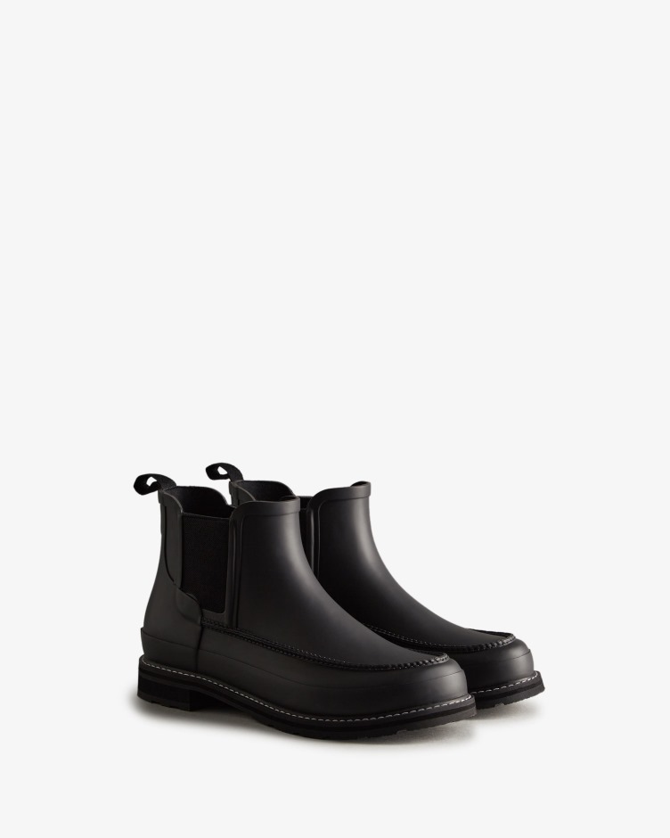 Botas Chelsea De Moc Toe Refinadas Para Homem Caçador Preto-preto