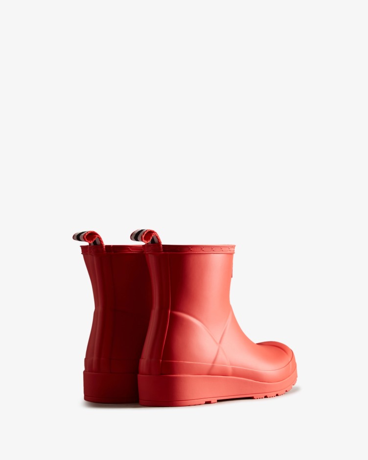 Hunter Feminino Play Botas De Chuva Curtas Logotipo Vermelho