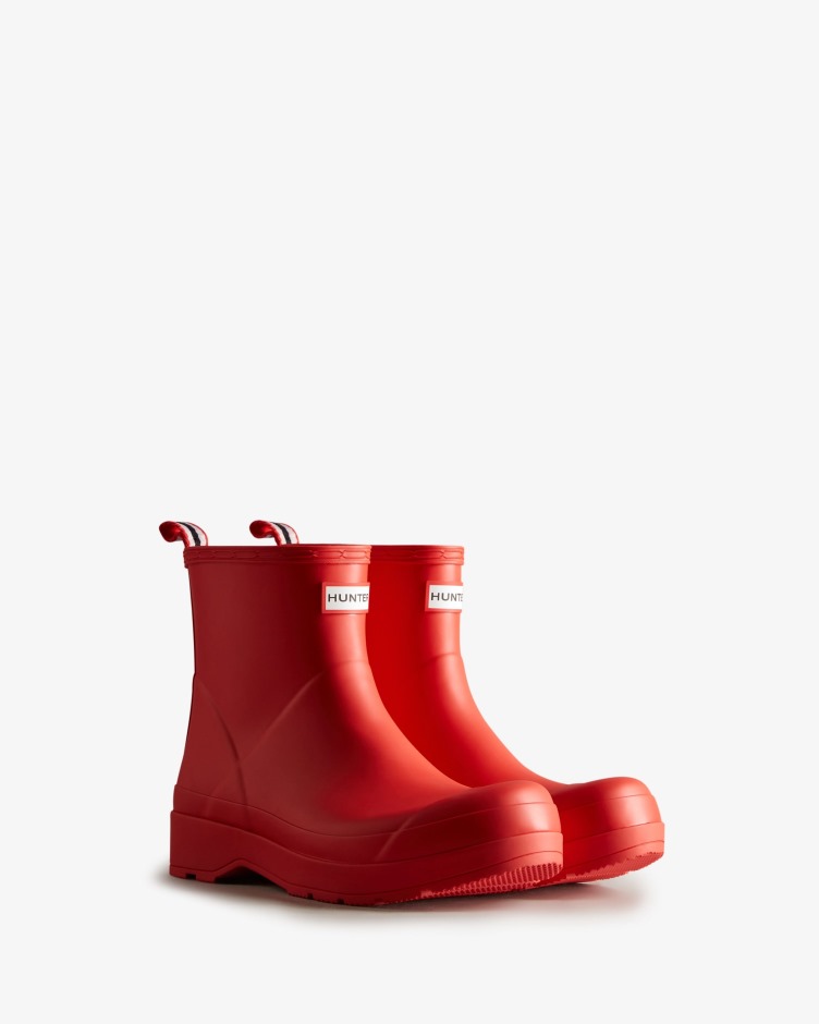 Hunter Masculino Jogar Botas De Chuva Curtas Logotipo Vermelho
