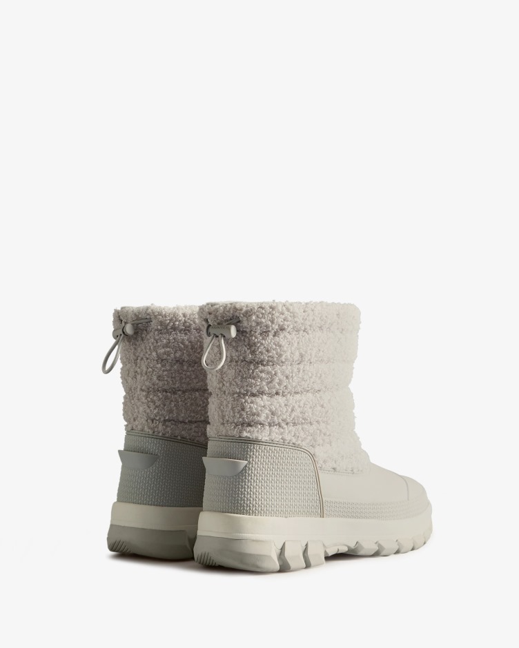 Botas De Neve De Shearling Vegan Curtas Isoladas Para Mulheres Caçadoras Cinza Fosco