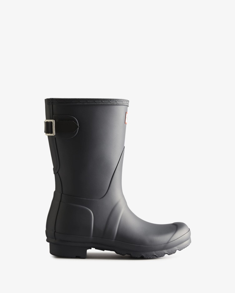 Botas De Chuva De Dois Tons Ajustáveis ​​de Costas Curtas Femininas Hunter Preto Gelo-preto