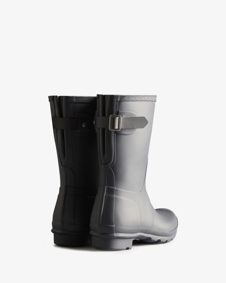 Botas De Chuva De Dois Tons Ajustáveis ​​de Costas Curtas Femininas Hunter Preto Gelo-preto