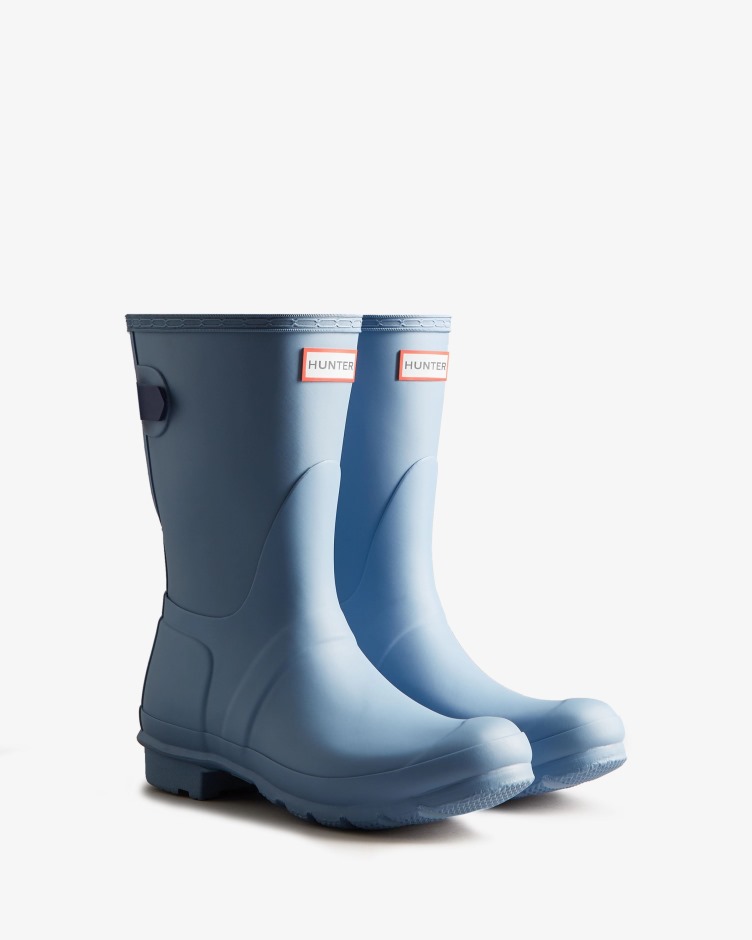 Botas De Chuva Ajustáveis ​​de Costas Curtas Femininas Hunter Bouvet Blue-balder Blue