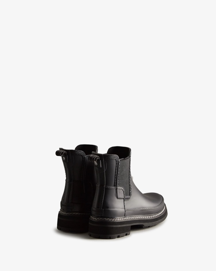 Botas Chelsea Pretas Com Detalhe De Costura Refinada Para Mulher Hunter