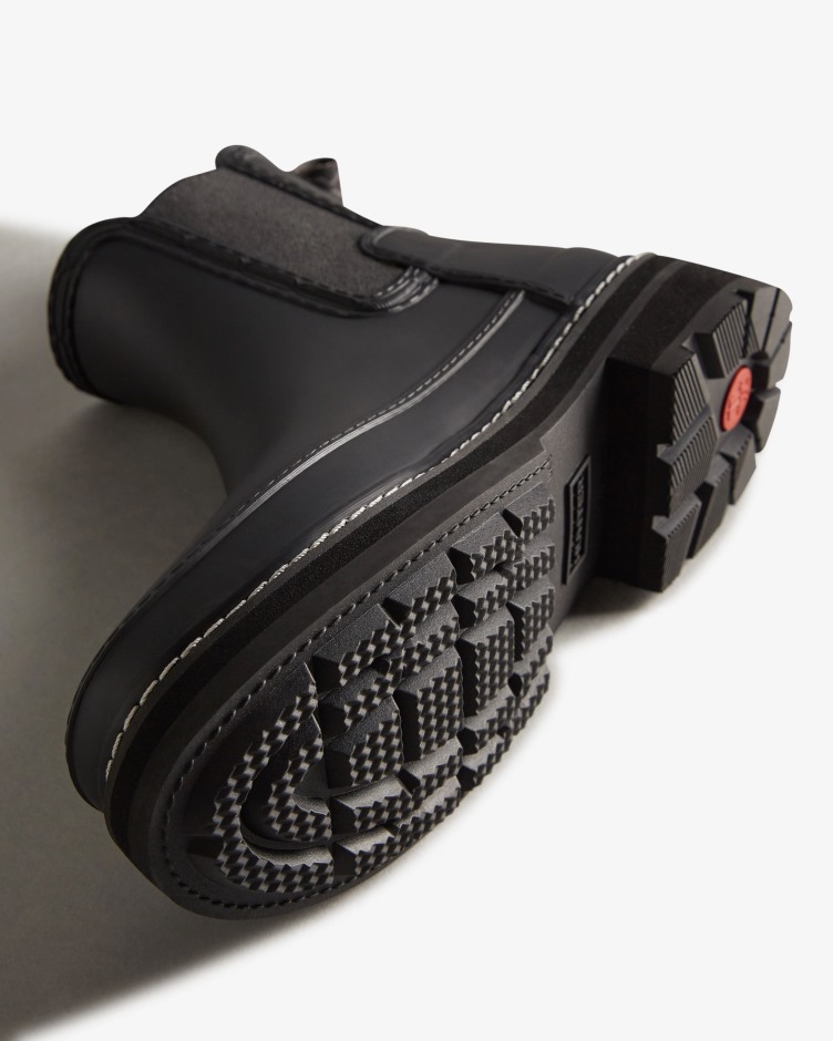 Botas Chelsea Pretas Com Detalhe De Costura Refinada Para Mulher Hunter