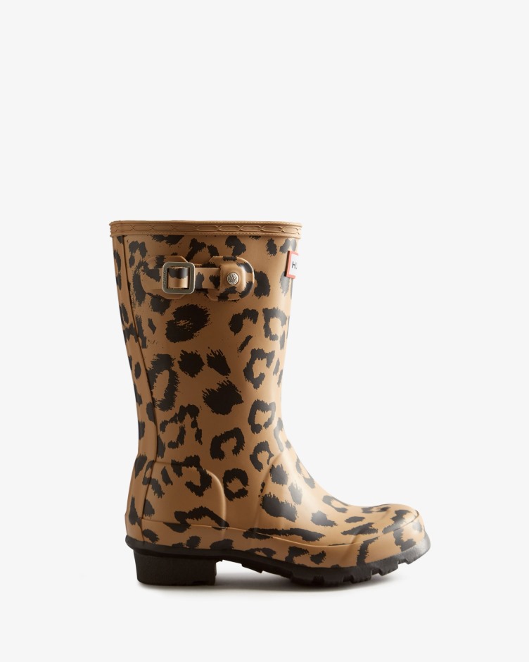 Hunter Big Kids (5-11 Anos) Botas De Chuva Com Estampa De Leopardo Híbrida Marrom Tawny