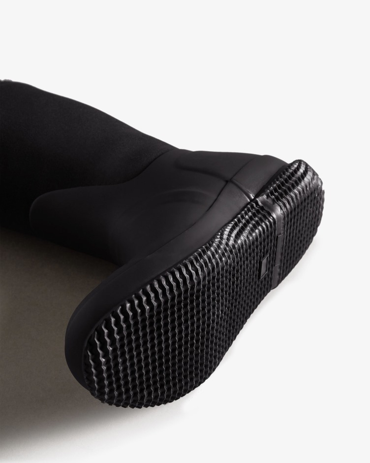 Botas De Shearling Veganas Femininas Hunter Com Isolamento Preto