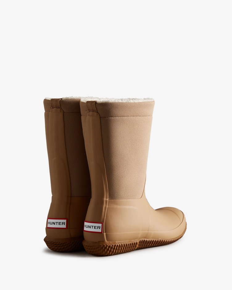 Botas De Cano Longo Com Isolamento Para Mulheres Caçadoras Veganas De Shearling Marrom Tawny