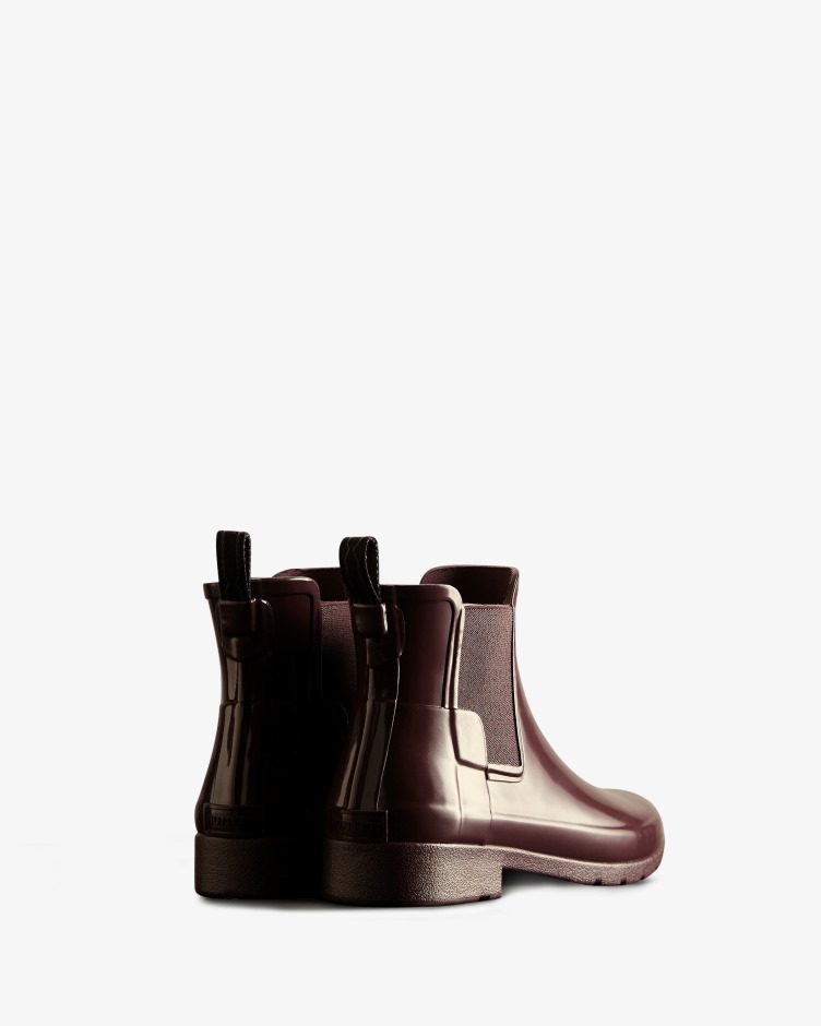Botas Chelsea De Ajuste Fino Brilho Refinado Para Mulheres Hunter Cherry Brandy