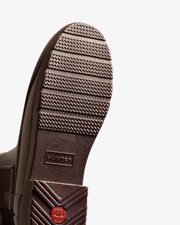 Botas Chelsea De Ajuste Fino Brilho Refinado Para Mulheres Hunter Cherry Brandy