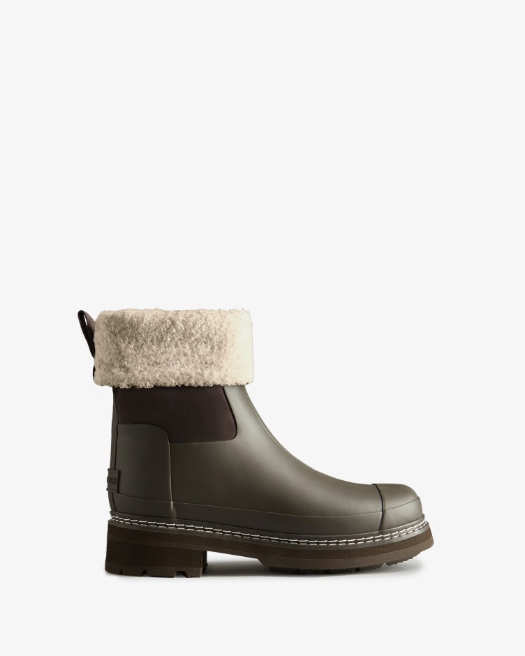 Botas De Shearling Veganas Com Costura Refinada Para Mulheres Caçadoras Chocolate Amargo