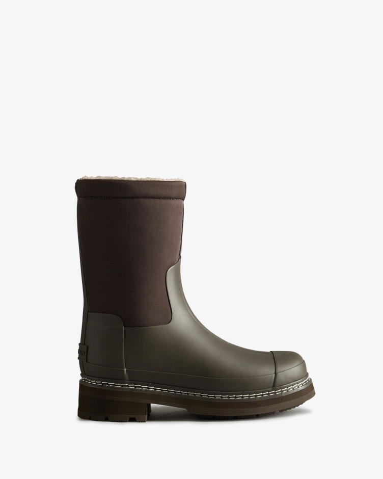 Botas De Shearling Veganas Com Costura Refinada Para Mulheres Caçadoras Chocolate Amargo