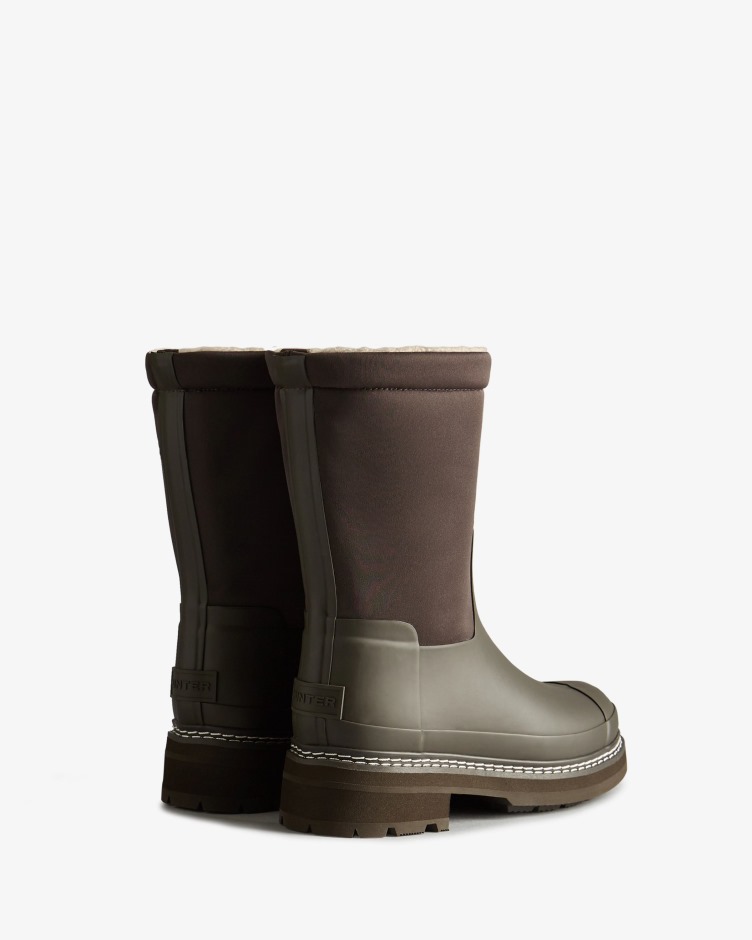 Botas De Shearling Veganas Com Costura Refinada Para Mulheres Caçadoras Chocolate Amargo