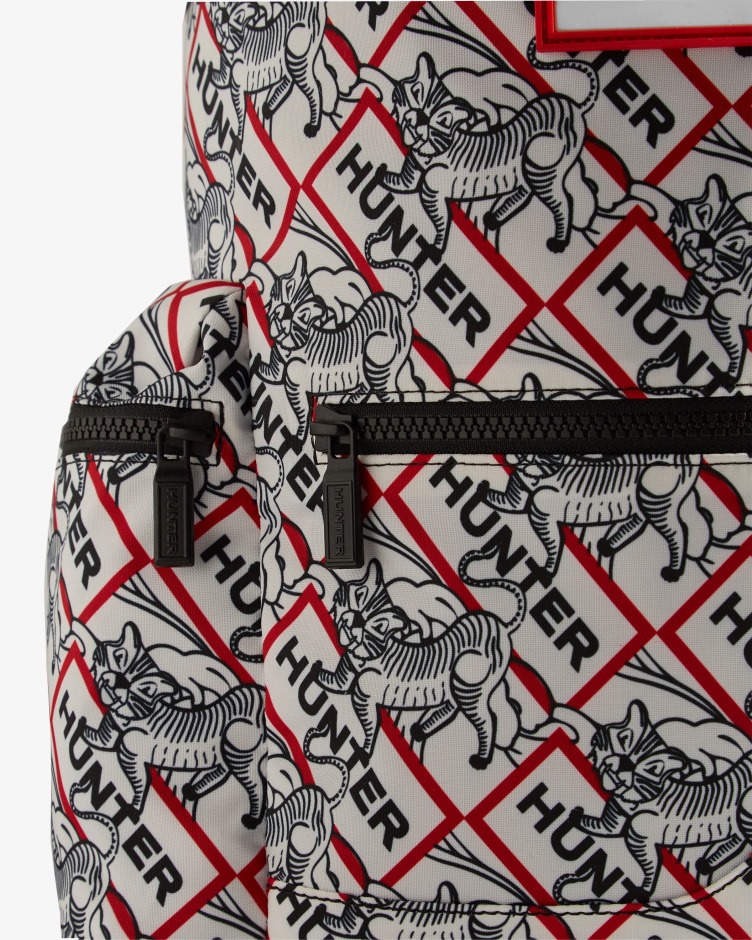 Hunter Nylon Top Clip Lunar Ano Novo Mochila Estampa De Tigre Preto E Branco
