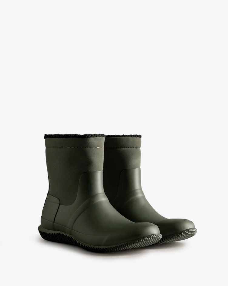 Botas De Shearling Veganas Com Isolamento Para Homens Caçadores Azeitona Escura