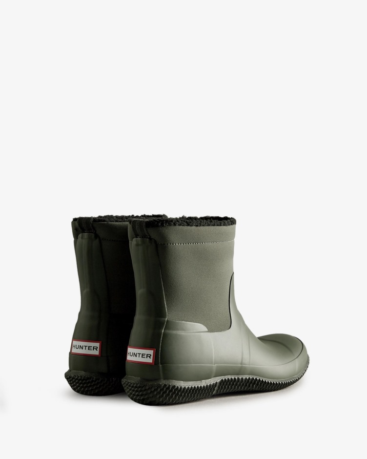 Botas De Shearling Veganas Com Isolamento Para Homens Caçadores Azeitona Escura