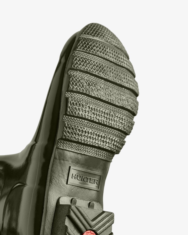 Botas De Chuva De Alto Brilho Originais Para Mulheres Caçadores Azeitona Escura