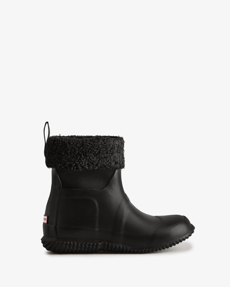 Hunter Big Kids (5-10 Anos) Botas De Shearling Veganas Com Isolamento Top Roll Preto
